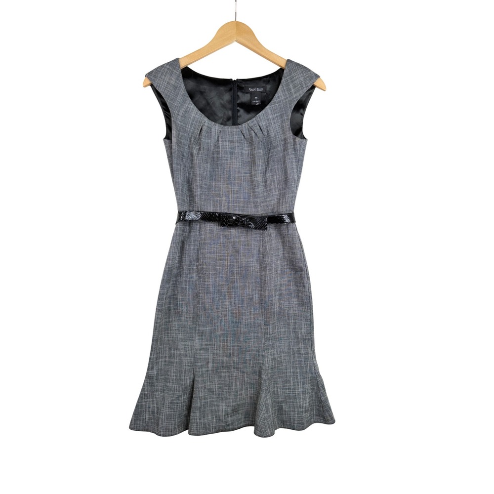 White House Black Market Womens Tweed Fabric Sheath Dress Size 00 Gray Black